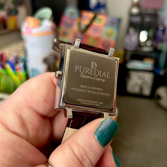 Japanese PureDial Square Legacy in Sapphire Blue and Silver with Leather Strap - Picture 6 of 15